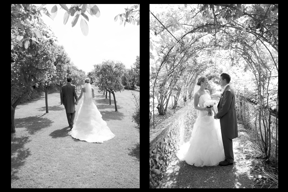 BW couple shots garden